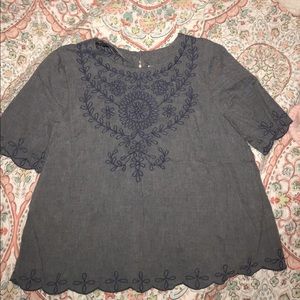 Old Navy blue scalloped shirt